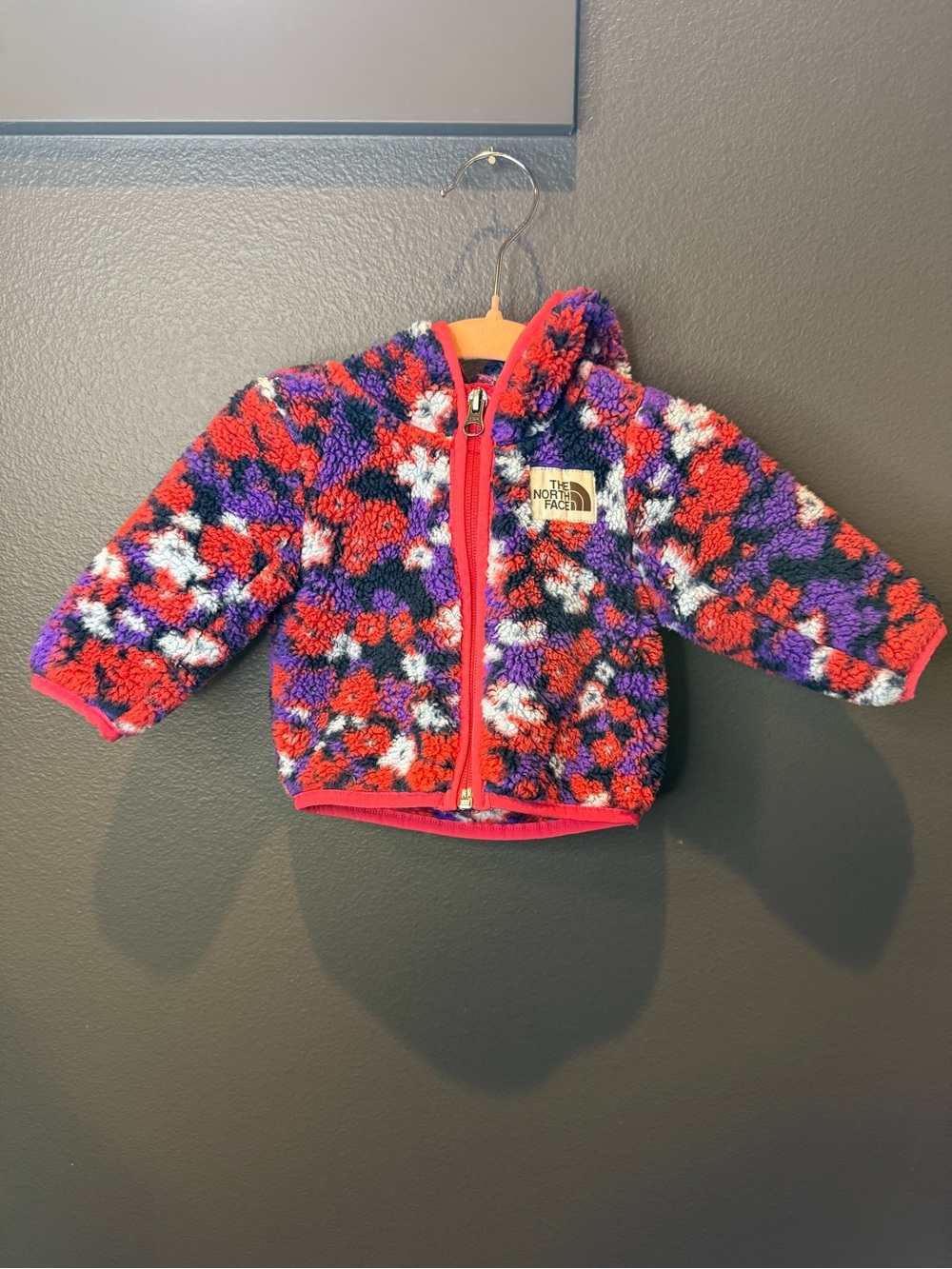 The North Face Kids' Colorful Sherpa Zip Hoodie - Red Purple White